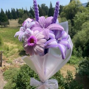 Purple theme pipe cleaner Flower Bouquet
